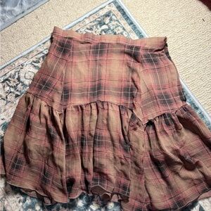 Urban Outfitters Plaid Mini Skirt in Brown and Red